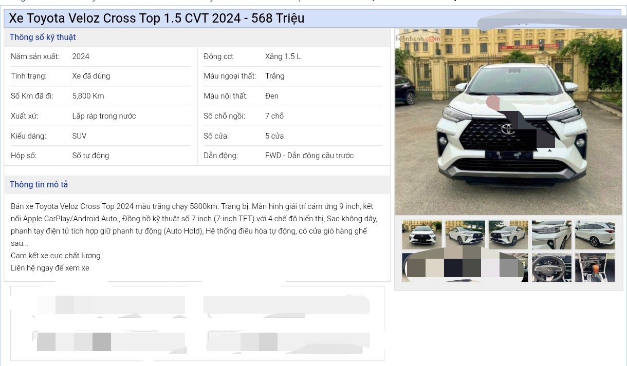 Toyota Veloz Cross Top 1.5 CVT  siêu lướt cực chất lượng